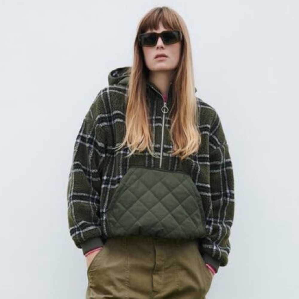 Zara Plaid Combination Jacket Size XL - Picture 5 of 9